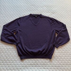 Brooks Brothers Merino Wool Blend V Neck Sweater Men’s XL Plum Purple Pullover